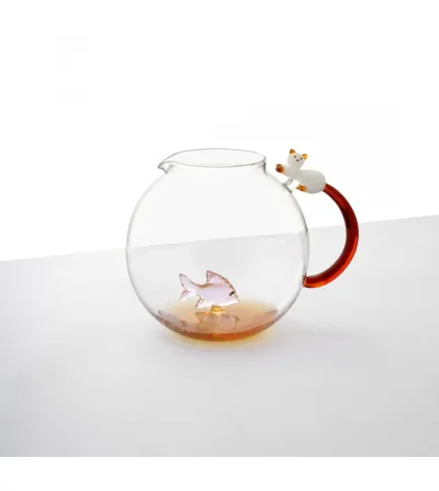 Brocca Pesce Rosa & Gatto Bianco Coda Ambra Tabby Cat -... 2