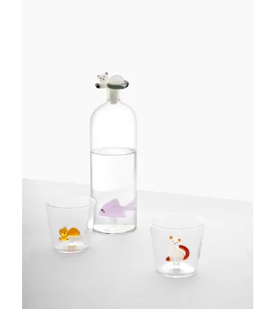 Tabby Cat Rosa Fisch & Weiße Katze Grauer Schwanz Flasche... 2