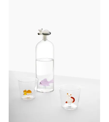 Tasse Mug Poisson Rose & Chat Blanc Queue Grise Tabby Cat - Ichendorf