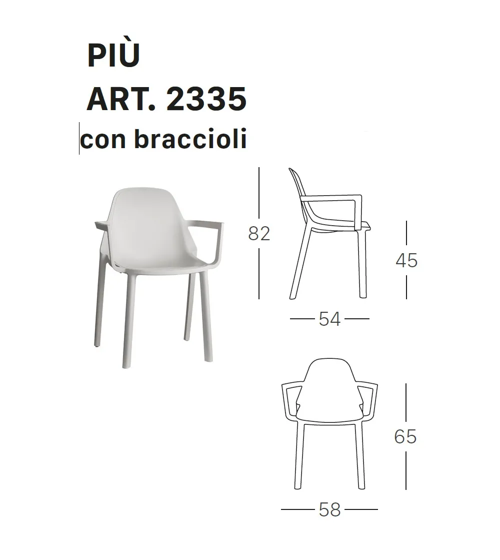 Set 4 Sedie Più con Braccioli - SCAB