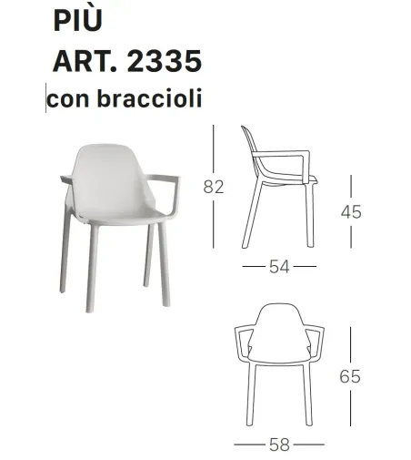 SCAB - Set 4 Più Chairs with Armrests