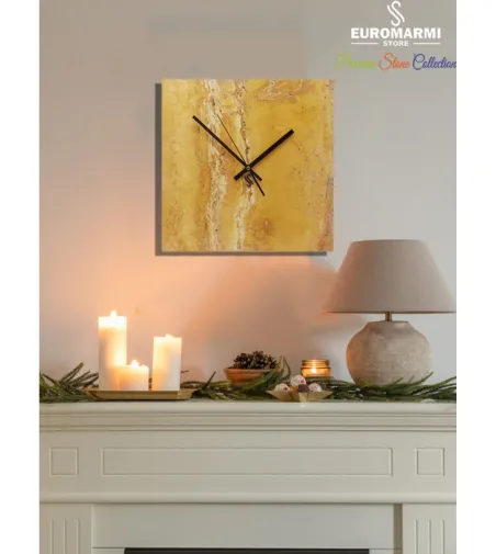 Travertin Quadratische Wanduhr - Euromarmi Store