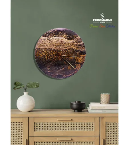 Reloj De Pared Mármol Negro Y Dorado - Euromarmi Store