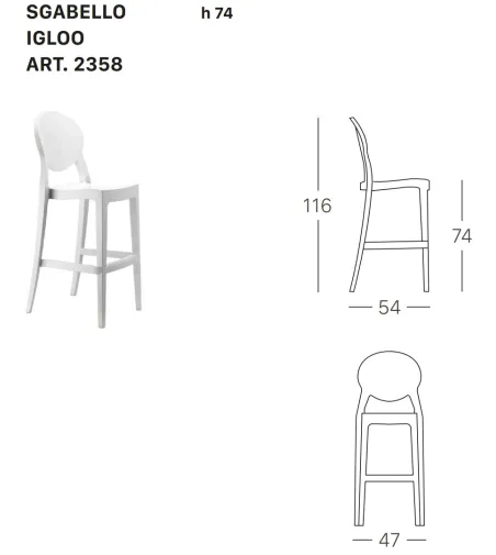 Lot 2 Tabourets Igloo H74 - SCAB