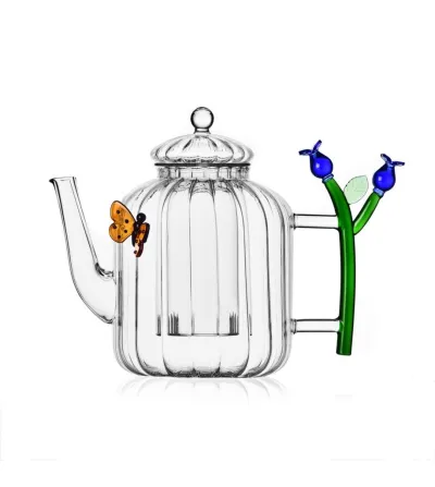 Botanica Optical Blue Flower And Butterfly Teapot -...
