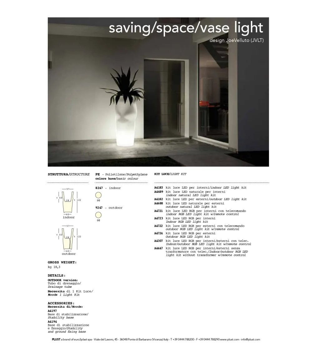 Vase Saving Space Light - Plust
