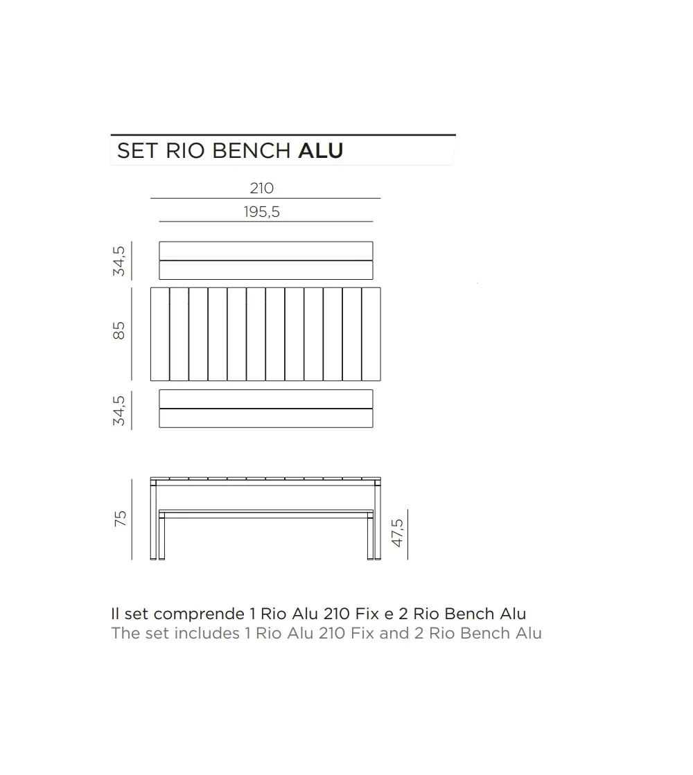 Set Rio Bench Alu - Nardi