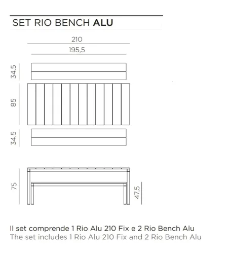 Set Rio Bench Alu - Nardi