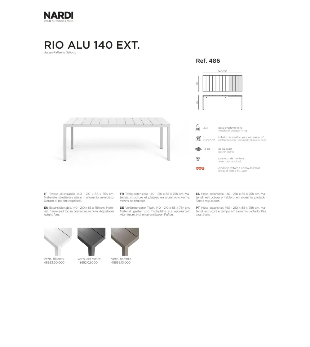 Mesa Extensible Rio Alu - Nardi