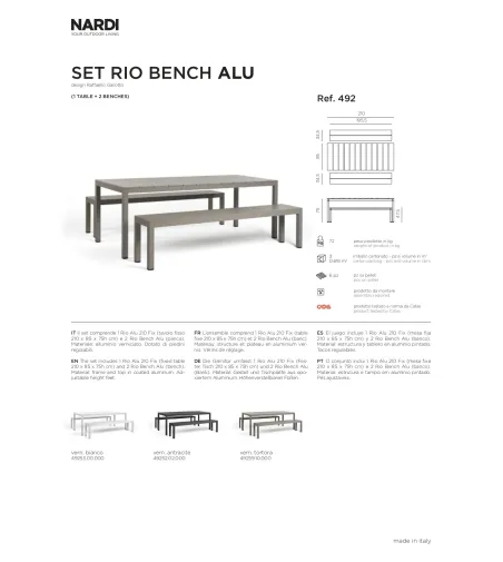 Nardi - Bench Rio Alu Set