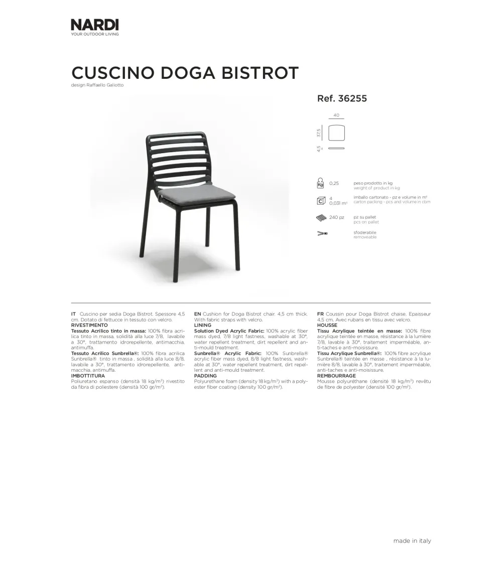 Nardi - Set 6 Doga Bistrot Chairs