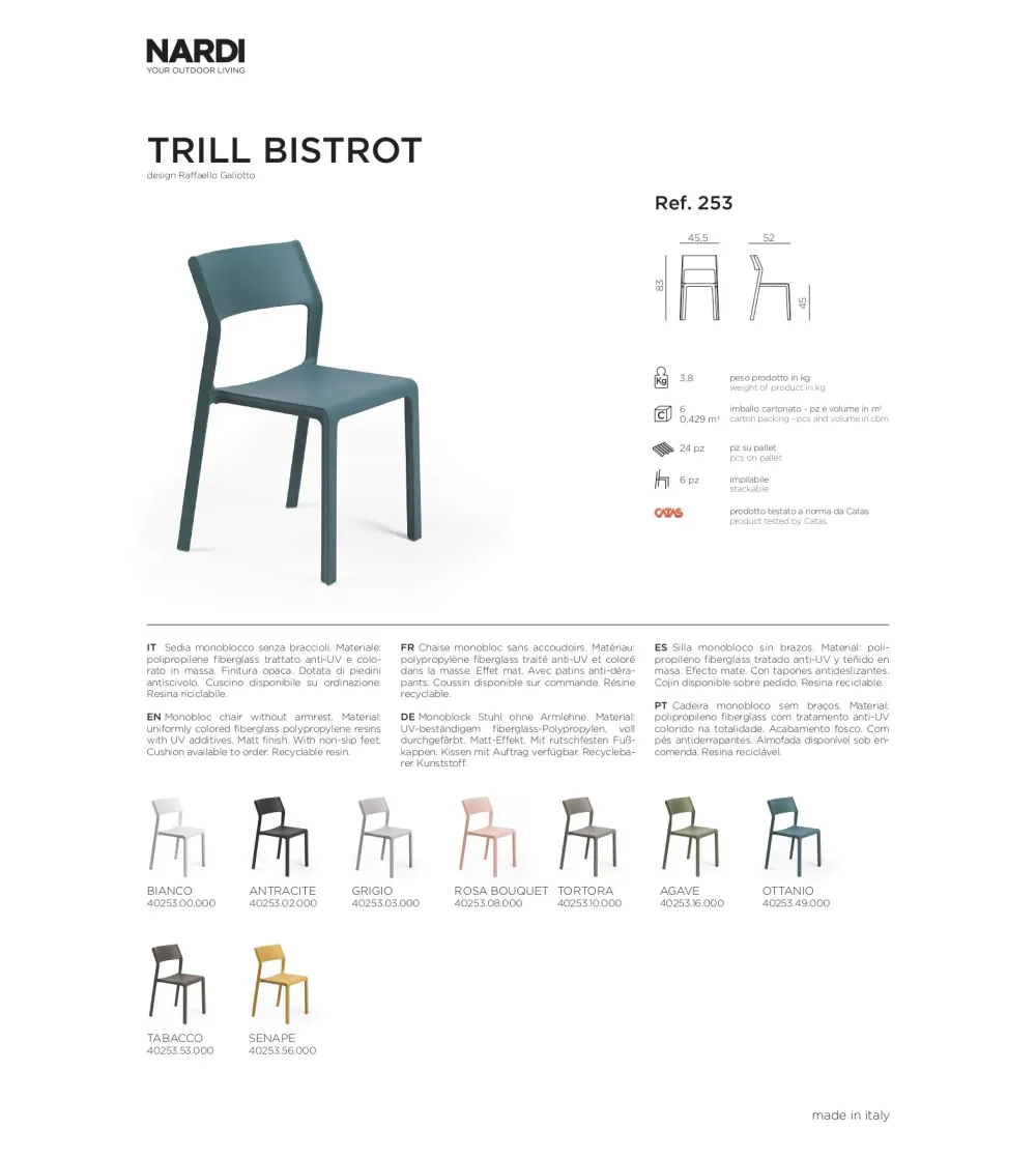 Lot 6 Chaises Trill Bistrot - Nardi