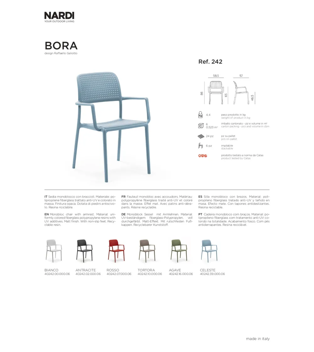 Set 6 Sedie Bora - Nardi