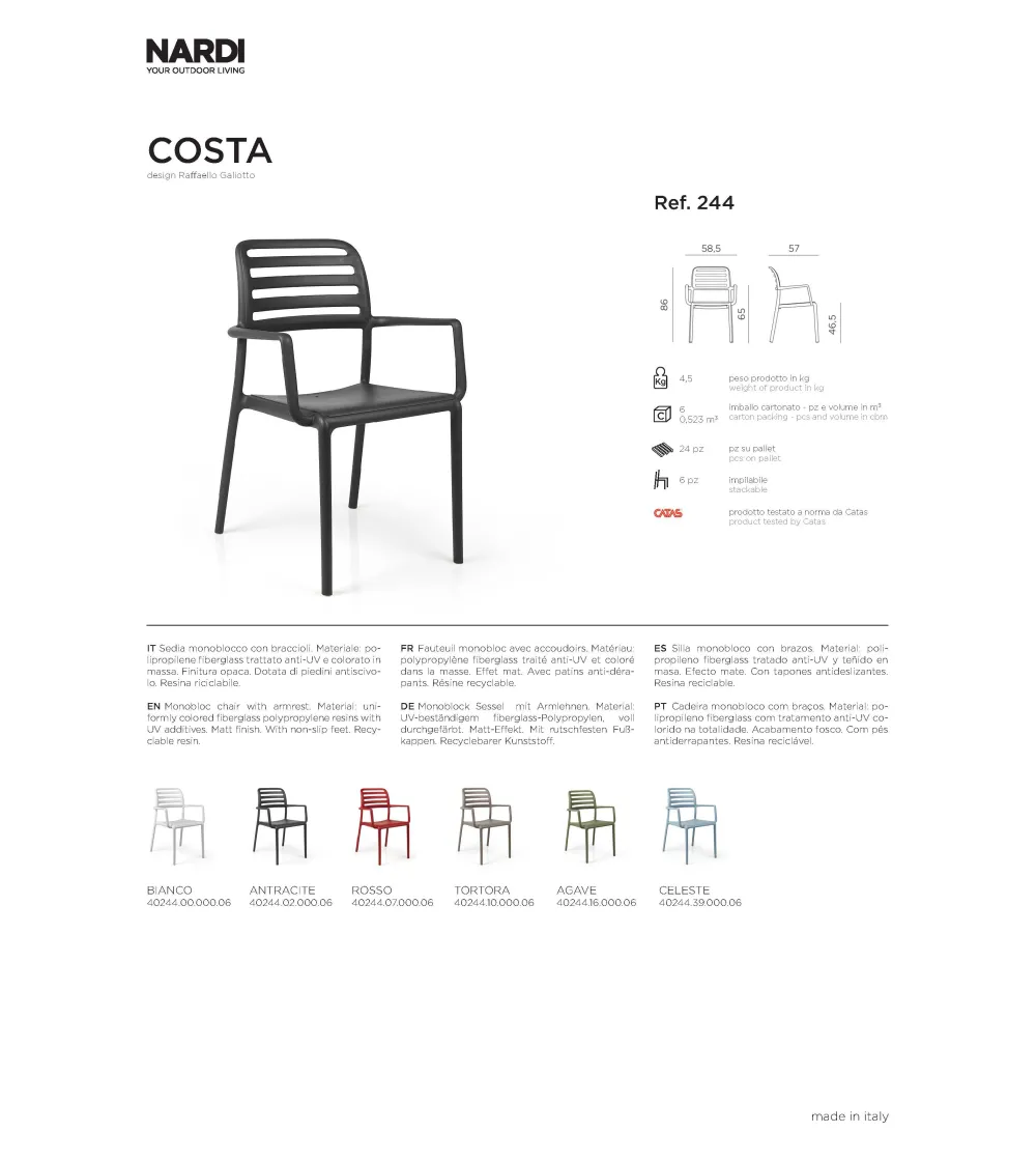 Lot 6 Chaises Costa - Nardi