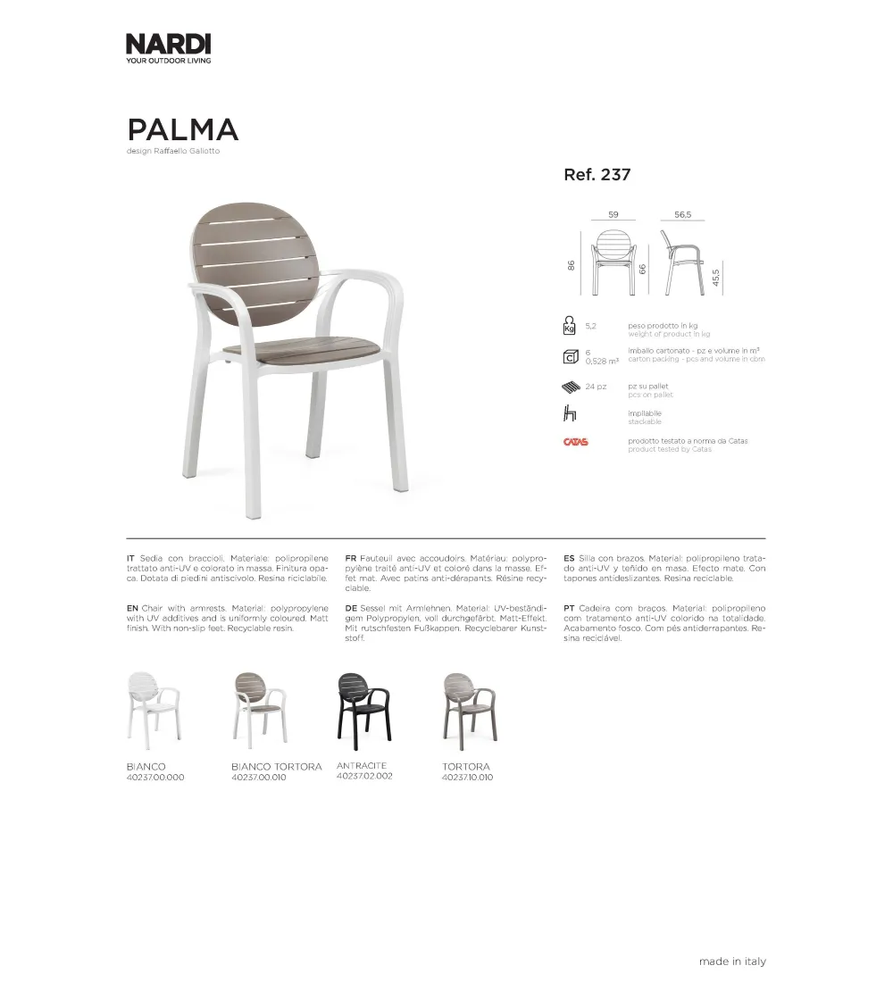 Nardi - Set 6 Palma Chairs