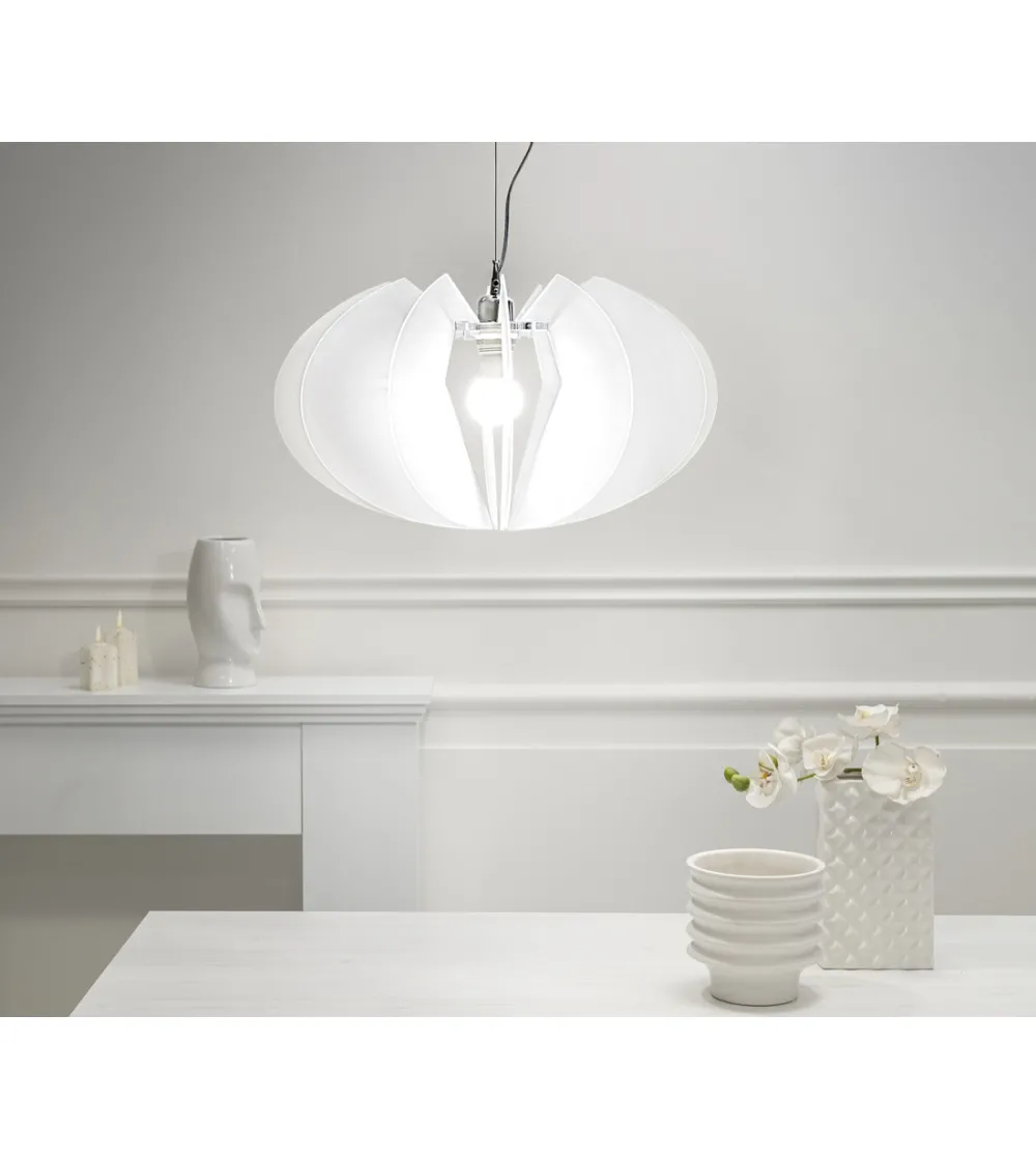 Lampada A Sospensione Bianco Satinato...