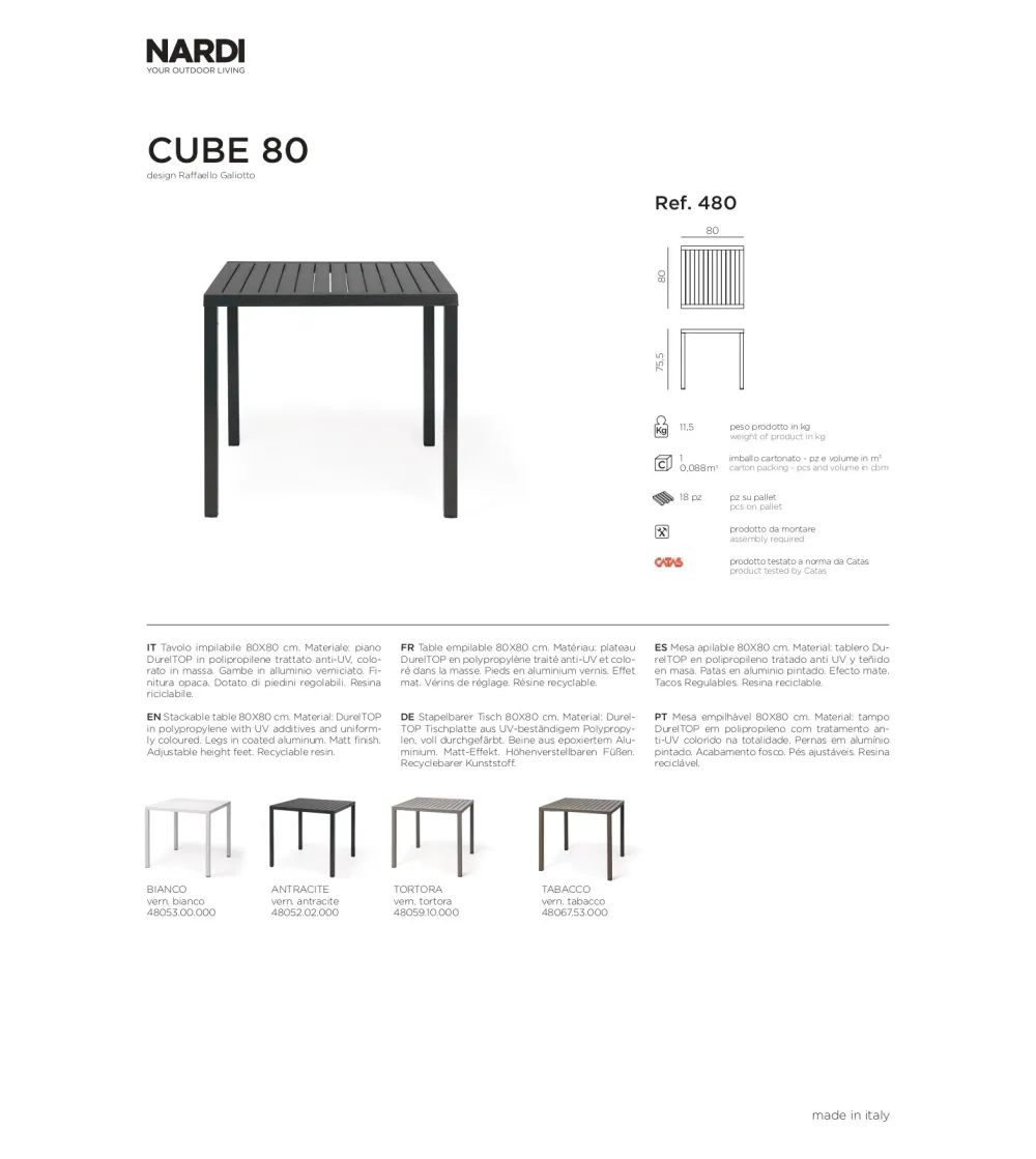 Table Cube 80 - Nardi