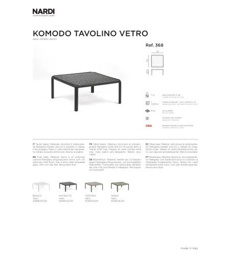 Mesita Komodo Vidrio - Nardi