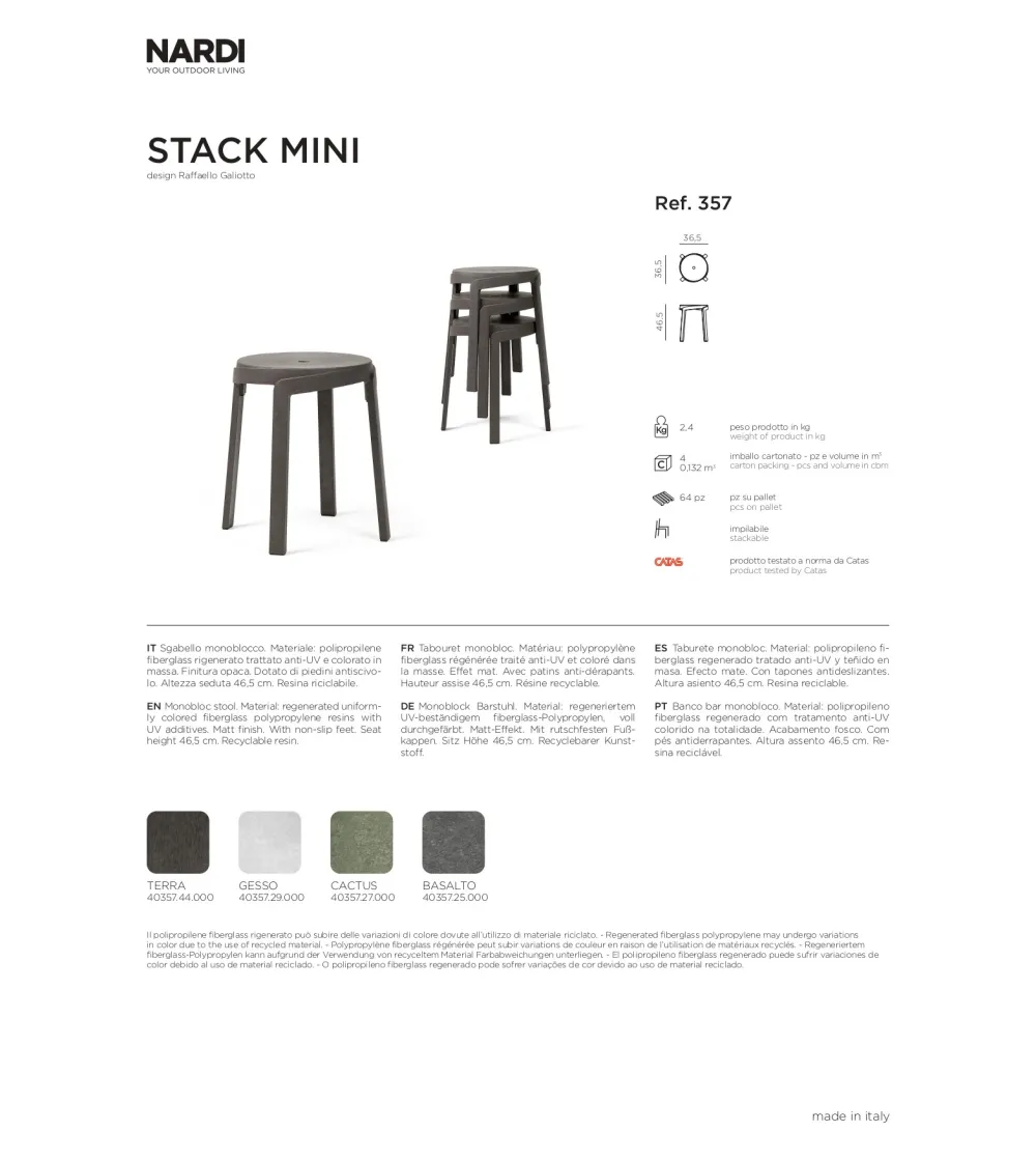Set 4 Sgabelli Stack - Nardi
