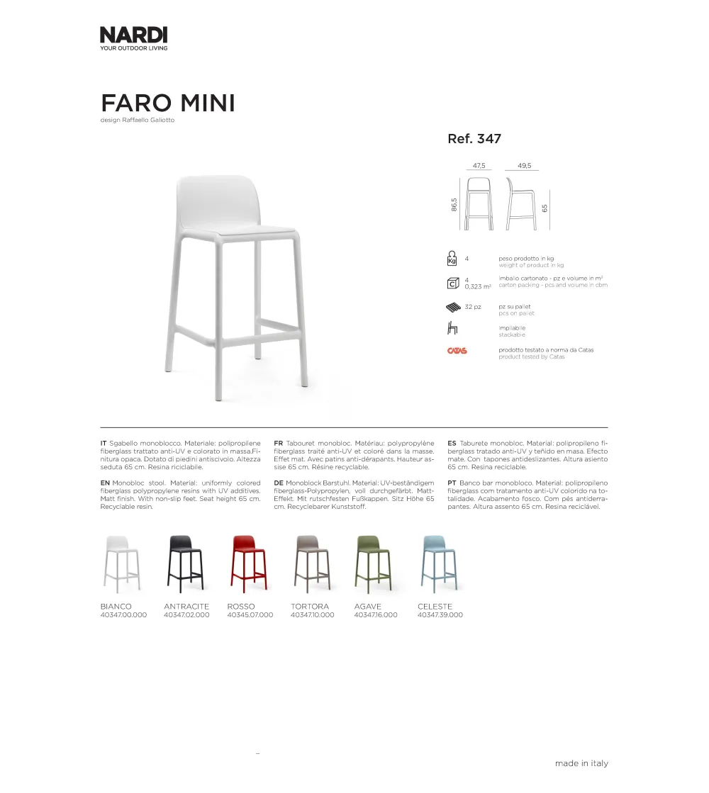 Set 4 Sgabelli Faro Mini - Nardi