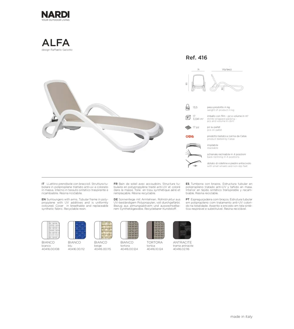 Lit de Soleil Alfa - Nardi