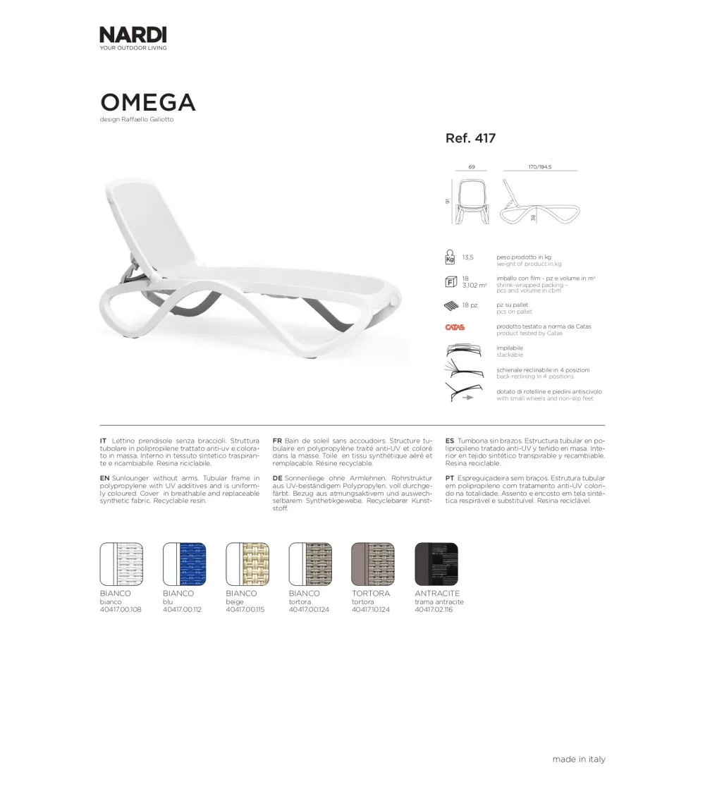 Lettino Prendisole Omega - Nardi