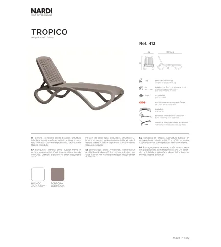 Lettino Prendisole Tropico - Nardi