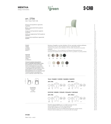 SCAB - Set 4 Mentha Stühlen