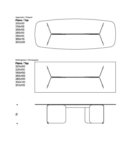 Table Rectangulaire/Formée Pleat - Tonelli Design