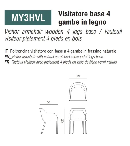 Sillón Maggy con Base de Madera - Viganò Office