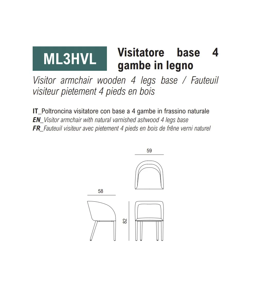 Sillón Milly con Base de Madera -...