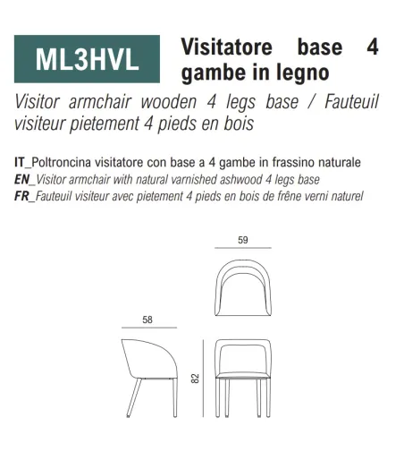 Viganò Office - Milly -Sessel mit Holzgestell