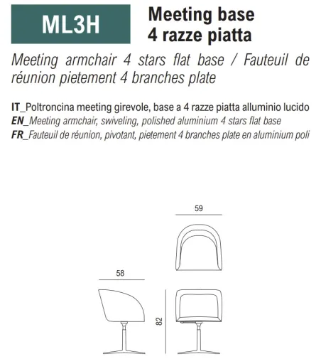 Sillón Milly con Base Plana - Viganò Office