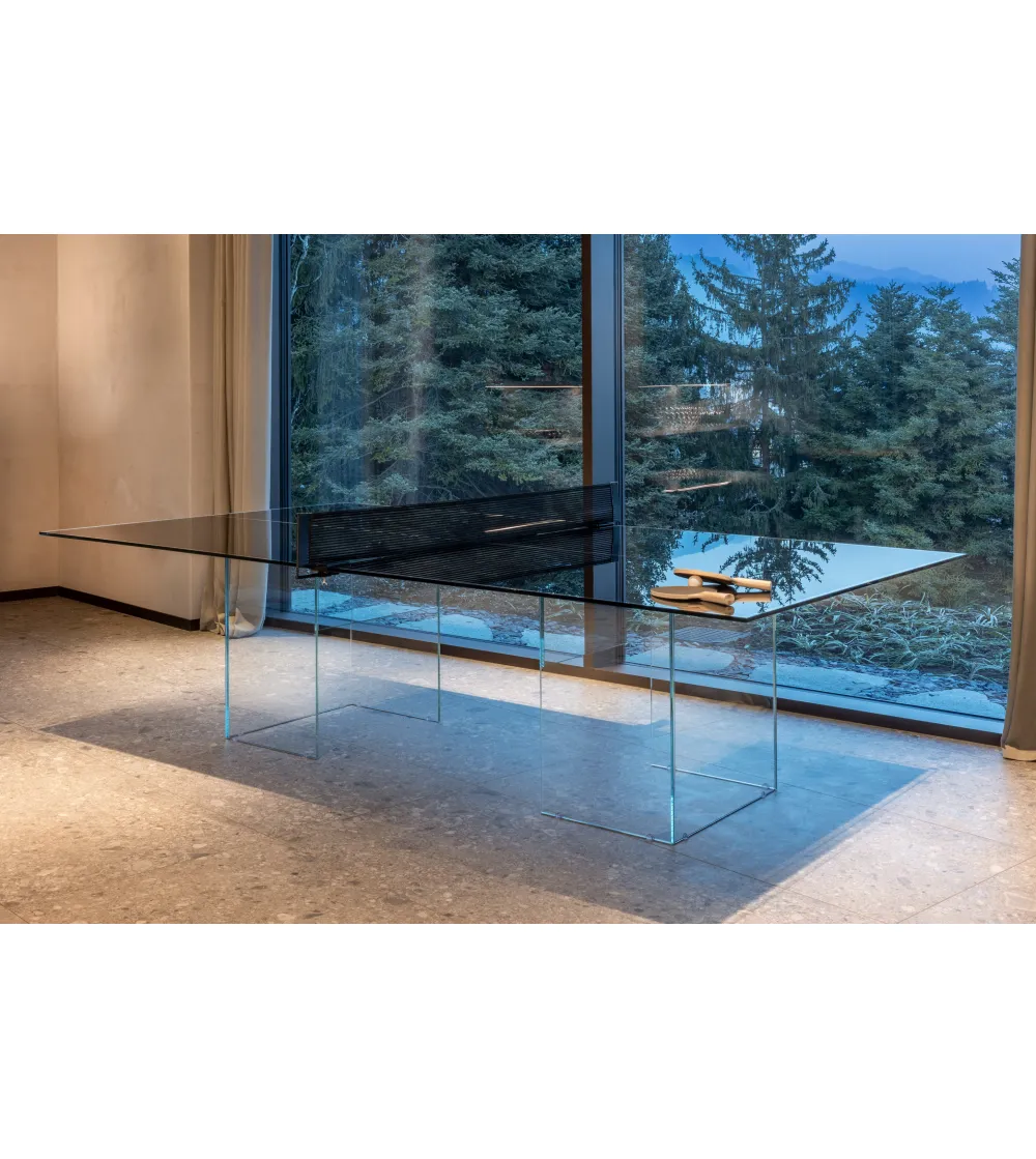 Table De Ping Pong En Verre Cristal Black - Fas Pendezza