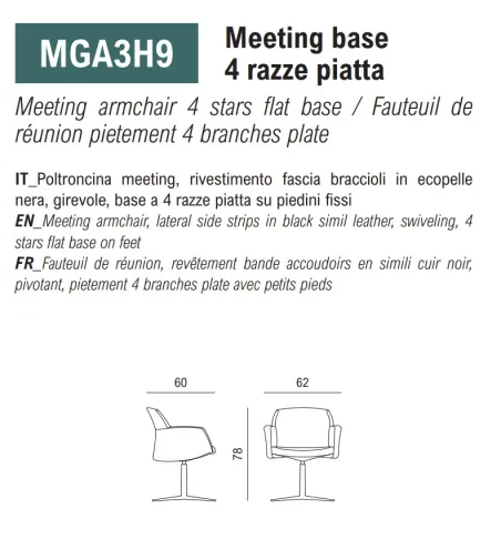 Poltroncina Miss Grace con Base Piatta - Viganò Office