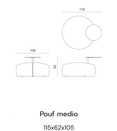 Pouf Tommy Moyen avc Table Basse - Viganò Office
