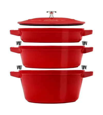 Set 3 Stapelbare Runde Kokotten  - Staub
