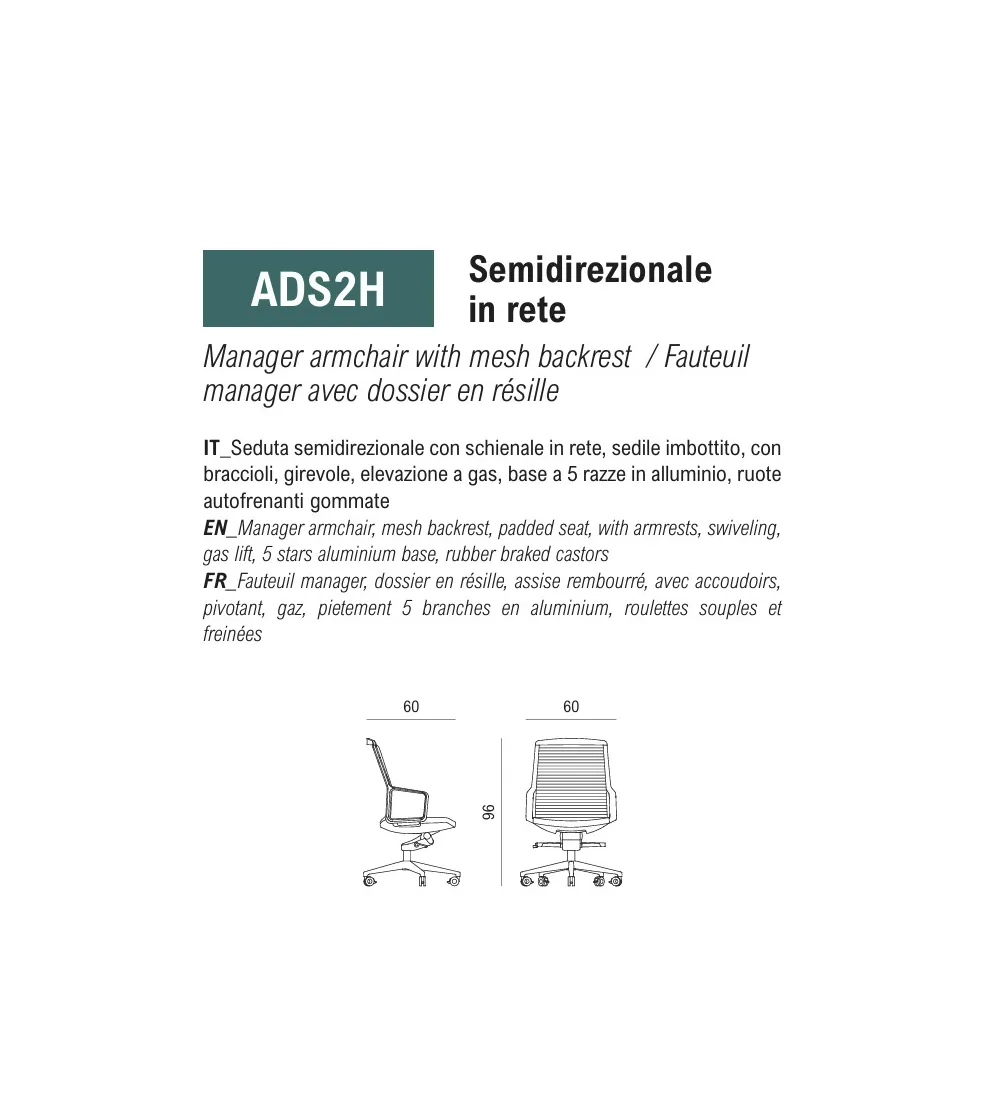 Fauteuil Manager Adele avec Dossier...