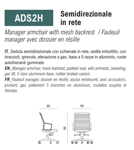 Poltrona Semidirezionale in Tela Adele - Viganò Office