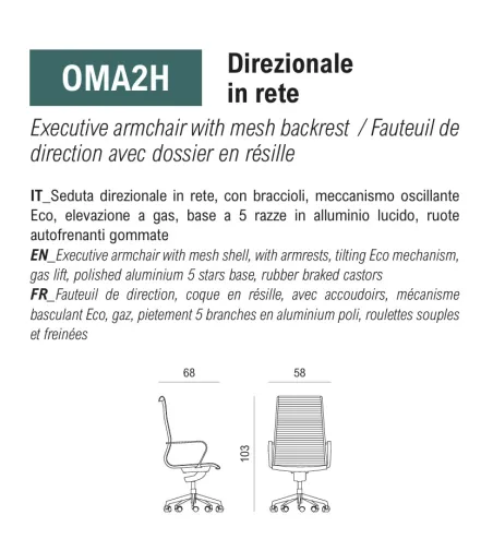 Poltrona Direzionale in Tela Omega - Viganò Office