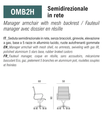 Viganò Office - Omega Managersessel mit Netzrückenlehne