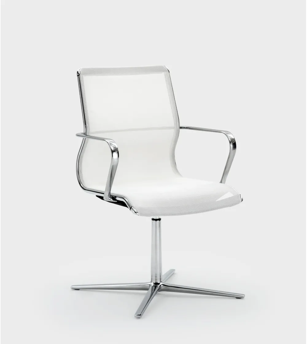Viganò Office - Omega Armchair with Mesh Backrest and Flat Base