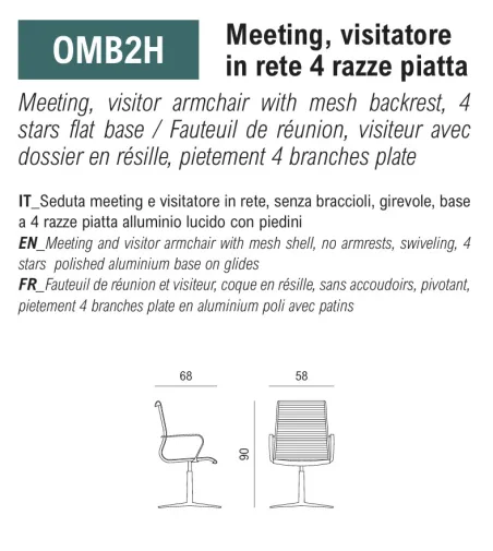 Poltroncina Omega in Tela con Base Piatta - Viganò Office
