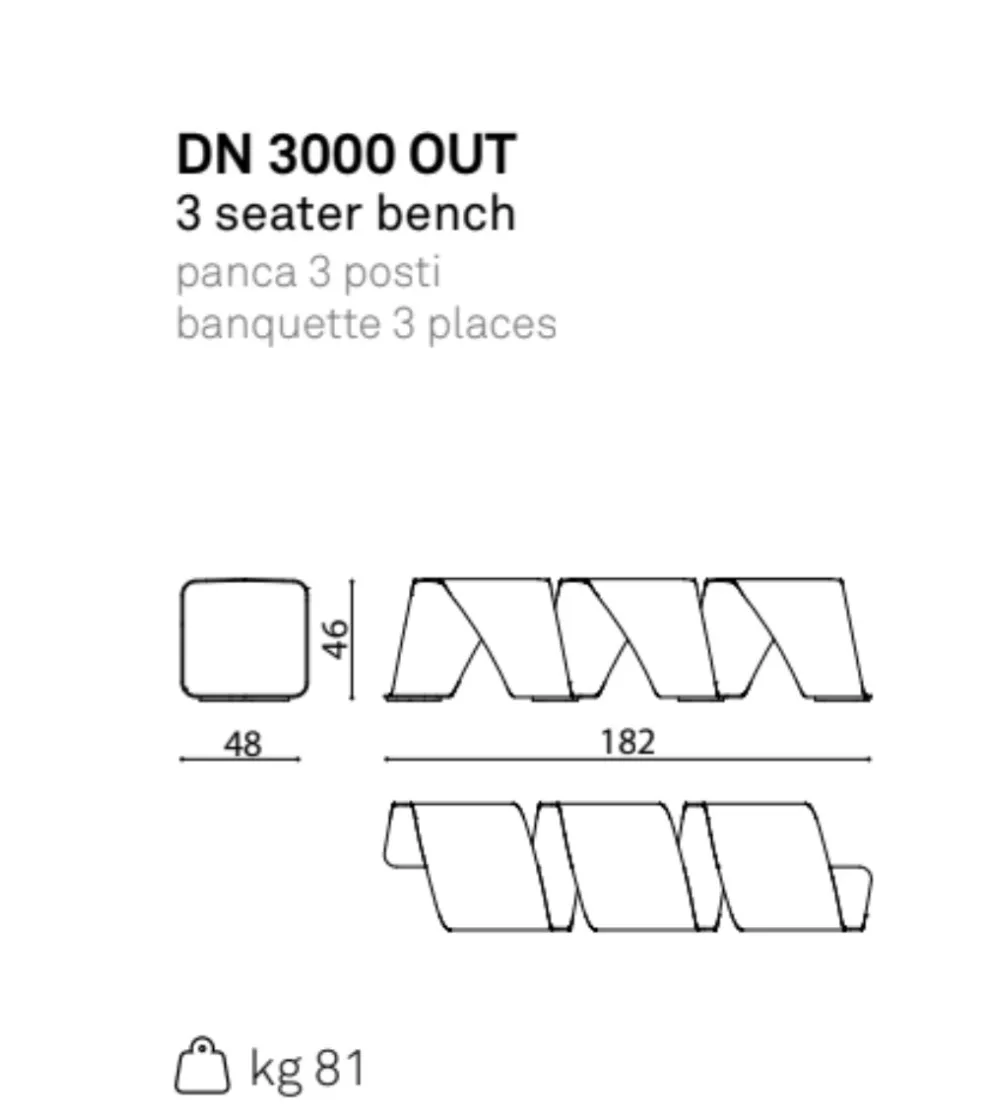 DNA Out 3 Seater Bench - True