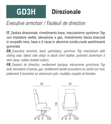 Poltrona Direzionale Grace - Viganò Office