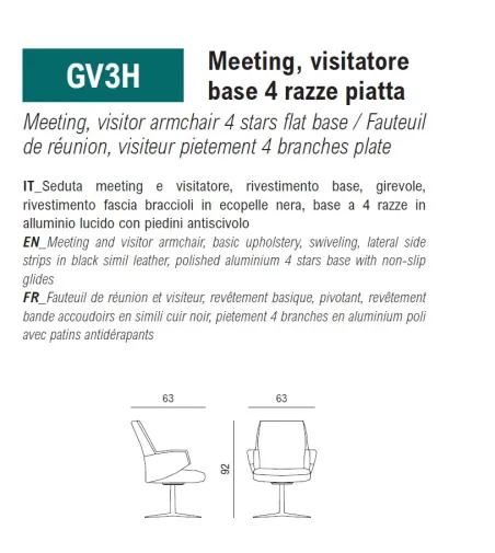 Fauteuil Grace avec Base Plate - Viganò Office