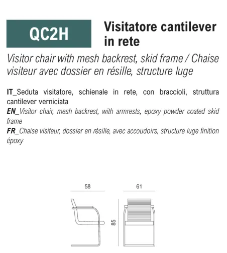Chaise Queen Mesh avec Structure Luge - Viganò Office