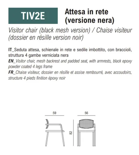 Viganò Office - Time Visitor Chair with Mesh Backrest