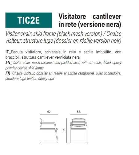 Chaise Time avec Structure Luge et Dossier en Résille - Viganò Office
