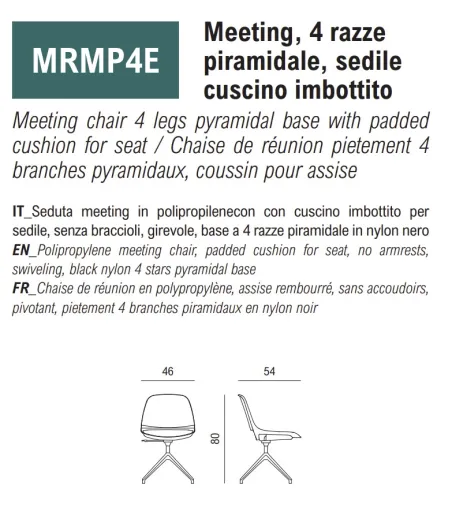 Chaise Mary avec Coussin et Base Pyramidal - Viganò Office